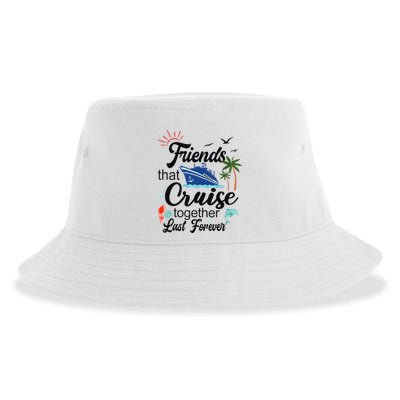 Friends That Cruise Together Last Forever Ship Crusing Sustainable Bucket Hat