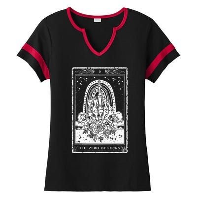 Funny Tarot Card Zero Of Fucks Occult Tarot Reader Reading Ladies Halftime Notch Neck Tee