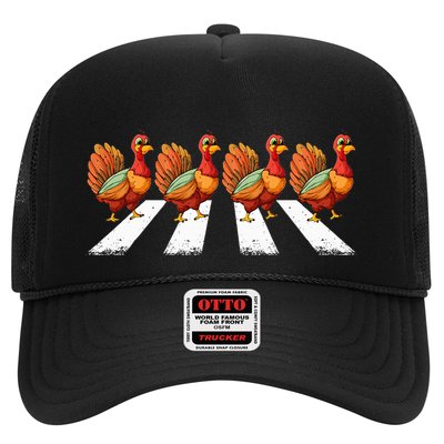 funny turkey Crossing Road Crosswalk Thanksgiving Day Trucker Hat