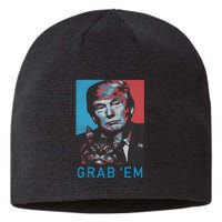 Funny Trump Cat Grab Em Vintage Retro Trump Gift Sustainable Beanie