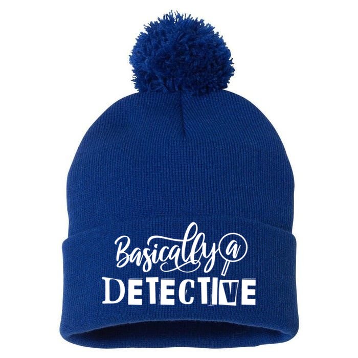 Funny True Crime S Basically A Detective Gift Pom Pom 12in Knit Beanie