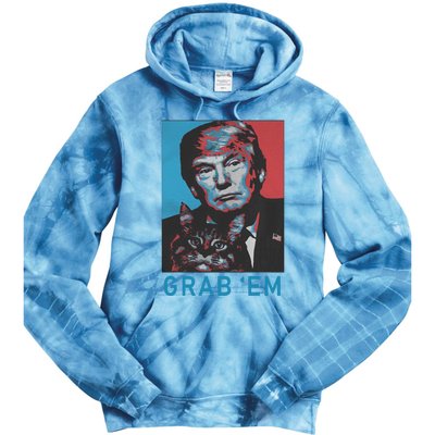 Funny Trump Cat Grab Em Vintage Retro Trump Gift Tie Dye Hoodie