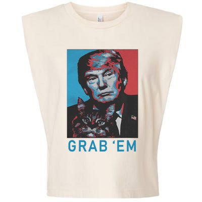 Funny Trump Cat Grab Em Vintage Retro Trump Gift Garment-Dyed Women's Muscle Tee