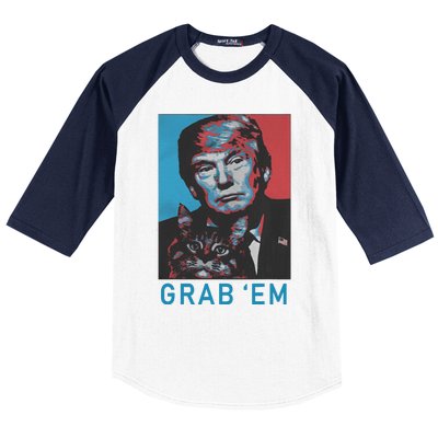 Funny Trump Cat Grab Em Vintage Retro Trump Gift Baseball Sleeve Shirt