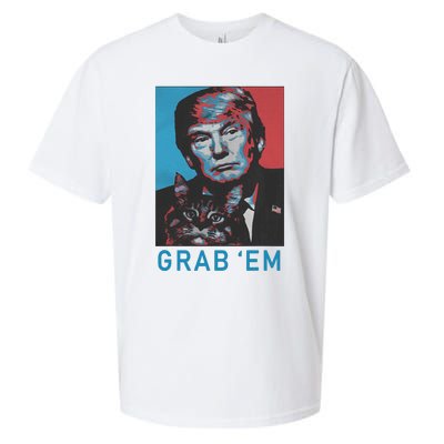 Funny Trump Cat Grab Em Vintage Retro Trump Gift Sueded Cloud Jersey T-Shirt