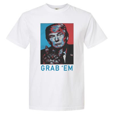 Funny Trump Cat Grab Em Vintage Retro Trump Gift Garment-Dyed Heavyweight T-Shirt