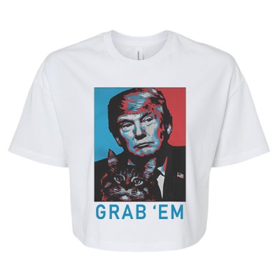 Funny Trump Cat Grab Em Vintage Retro Trump Gift Bella+Canvas Jersey Crop Tee