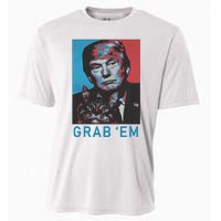 Funny Trump Cat Grab Em Vintage Retro Trump Gift Cooling Performance Crew T-Shirt