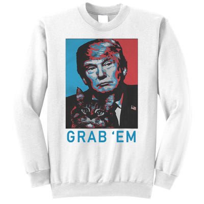 Funny Trump Cat Grab Em Vintage Retro Trump Gift Sweatshirt