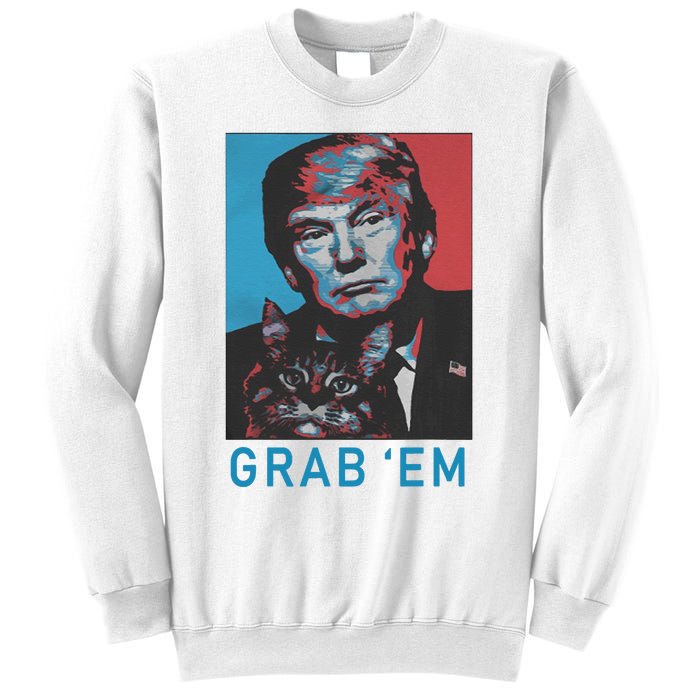 Funny Trump Cat Grab Em Vintage Retro Trump Gift Sweatshirt