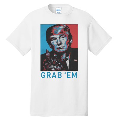 Funny Trump Cat Grab Em Vintage Retro Trump Gift Tall T-Shirt