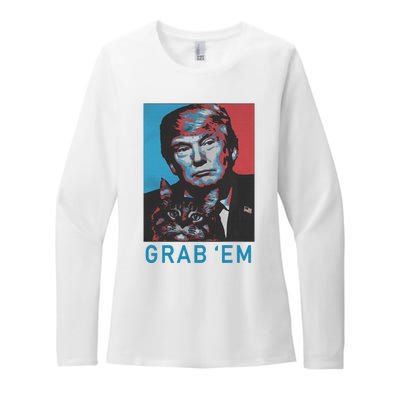 Funny Trump Cat Grab Em Vintage Retro Trump Gift Womens CVC Long Sleeve Shirt