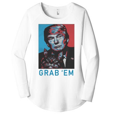 Funny Trump Cat Grab Em Vintage Retro Trump Gift Women's Perfect Tri Tunic Long Sleeve Shirt