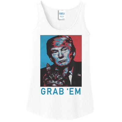 Funny Trump Cat Grab Em Vintage Retro Trump Gift Ladies Essential Tank