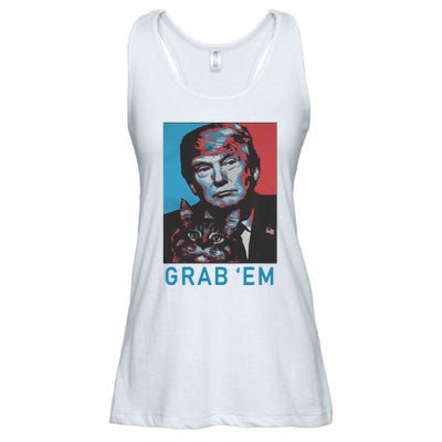 Funny Trump Cat Grab Em Vintage Retro Trump Gift Ladies Essential Flowy Tank