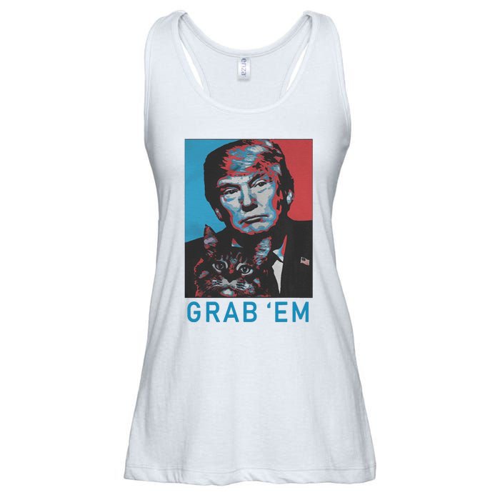 Funny Trump Cat Grab Em Vintage Retro Trump Gift Ladies Essential Flowy Tank