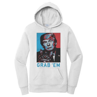 Funny Trump Cat Grab Em Vintage Retro Trump Gift Women's Pullover Hoodie