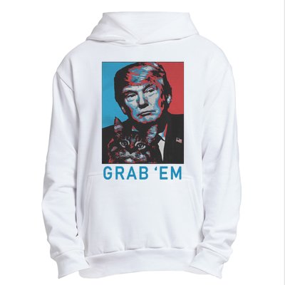 Funny Trump Cat Grab Em Vintage Retro Trump Gift Urban Pullover Hoodie