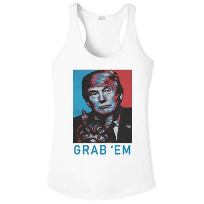 Funny Trump Cat Grab Em Vintage Retro Trump Gift Ladies PosiCharge Competitor Racerback Tank