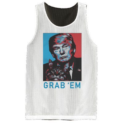 Funny Trump Cat Grab Em Vintage Retro Trump Gift Mesh Reversible Basketball Jersey Tank