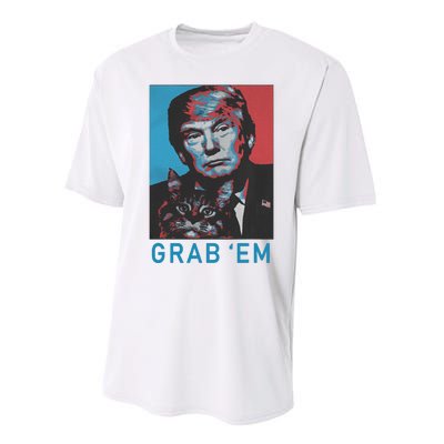 Funny Trump Cat Grab Em Vintage Retro Trump Gift Performance Sprint T-Shirt