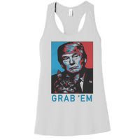 Funny Trump Cat Grab Em Vintage Retro Trump Gift Women's Racerback Tank