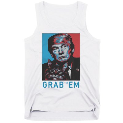 Funny Trump Cat Grab Em Vintage Retro Trump Gift Tank Top