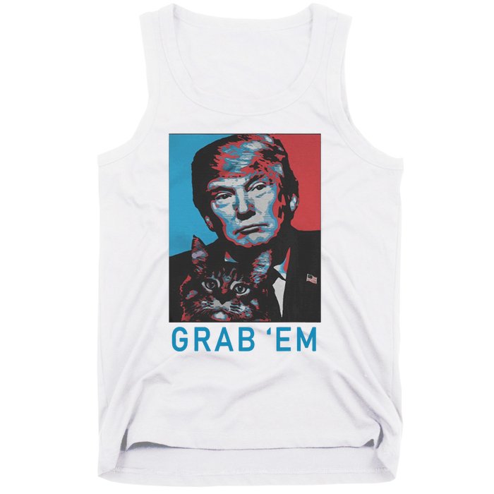 Funny Trump Cat Grab Em Vintage Retro Trump Gift Tank Top