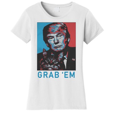 Funny Trump Cat Grab Em Vintage Retro Trump Gift Women's T-Shirt