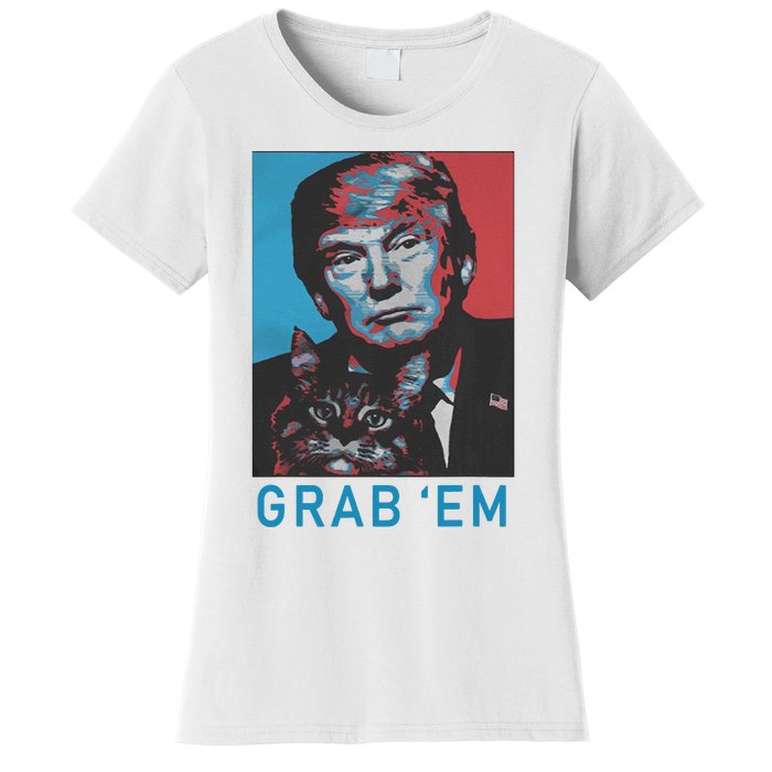 Funny Trump Cat Grab Em Vintage Retro Trump Gift Women's T-Shirt