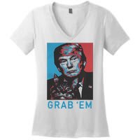 Funny Trump Cat Grab Em Vintage Retro Trump Gift Women's V-Neck T-Shirt