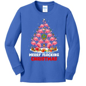 Flamingo Tree Christmas Merry Flocking Christmas Cute Pajama Gift Kids Long Sleeve Shirt