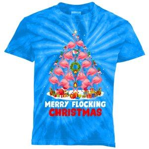 Flamingo Tree Christmas Merry Flocking Christmas Cute Pajama Gift Kids Tie-Dye T-Shirt