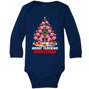 Flamingo Tree Christmas Merry Flocking Christmas Cute Pajama Gift Baby Long Sleeve Bodysuit