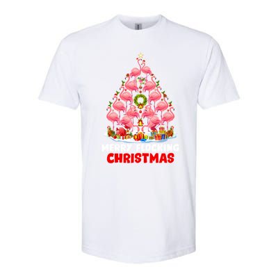 Flamingo Tree Christmas Merry Flocking Christmas Cute Pajama Gift Softstyle® CVC T-Shirt