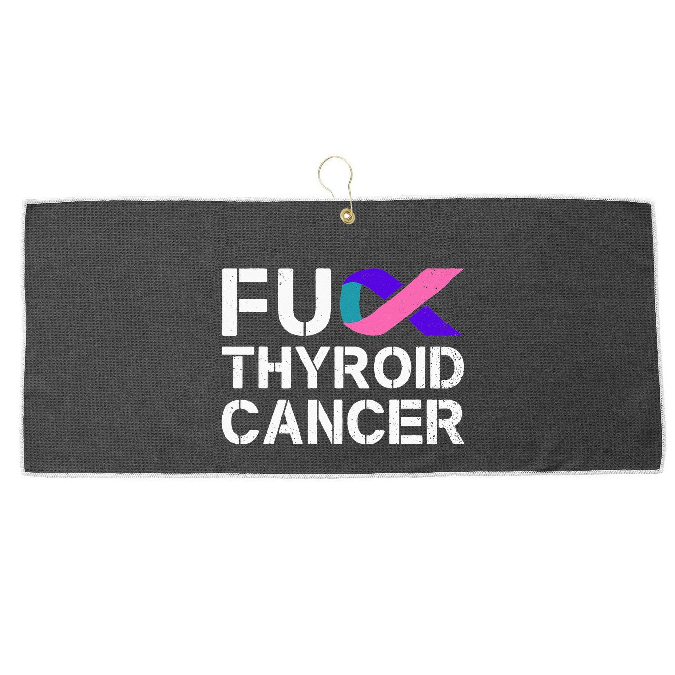 Fuck Thyroid Cancer Awareness Month Ribbon Survivor Fighter Large Microfiber Waffle Golf Towel