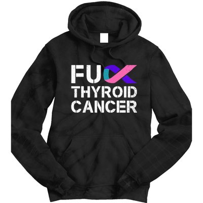 Fuck Thyroid Cancer Awareness Month Ribbon Survivor Fighter Tie Dye Hoodie