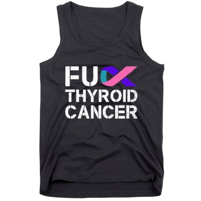 Fuck Thyroid Cancer Awareness Month Ribbon Survivor Fighter Tank Top