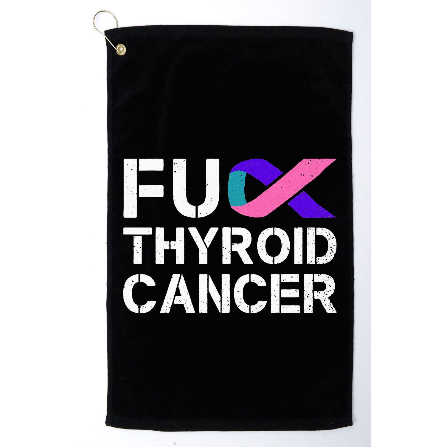 Fuck Thyroid Cancer Awareness Month Ribbon Survivor Fighter Golf Towel