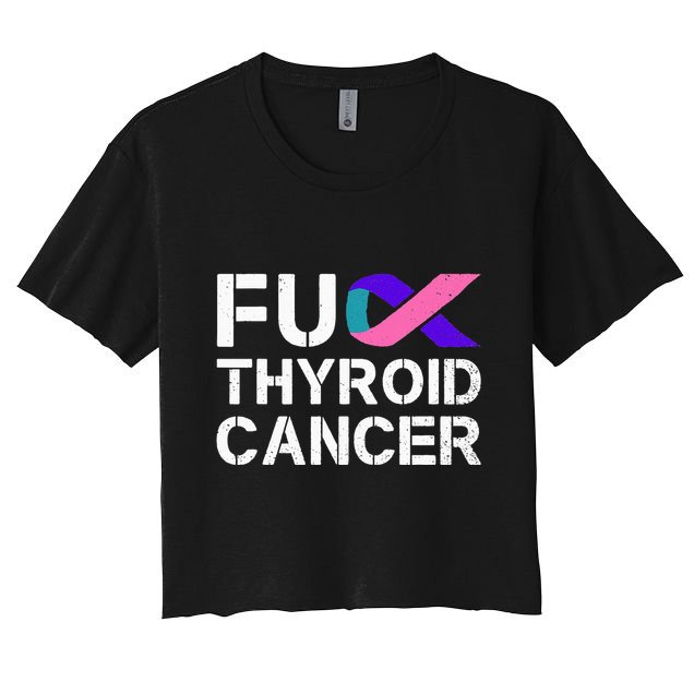 Fuck Thyroid Cancer Awareness Month Ribbon Survivor Fighter Crop Top