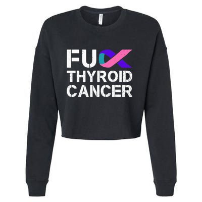 Fuck Thyroid Cancer Awareness Month Ribbon Survivor Fighter Cropped Pullover Crew
