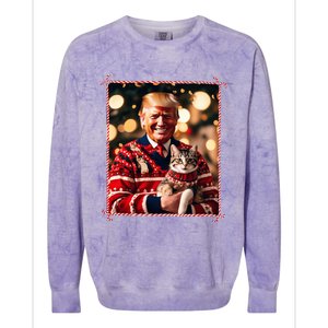 Funny Trump Christmas Sweater For Cat Lovers Colorblast Crewneck Sweatshirt