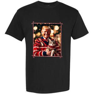 Funny Trump Christmas Sweater For Cat Lovers Garment-Dyed Heavyweight T-Shirt