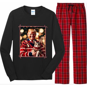 Funny Trump Christmas Sweater For Cat Lovers Long Sleeve Pajama Set