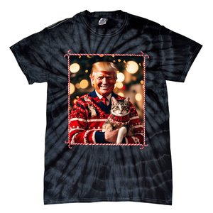 Funny Trump Christmas Sweater For Cat Lovers Tie-Dye T-Shirt