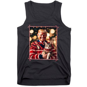 Funny Trump Christmas Sweater For Cat Lovers Tank Top