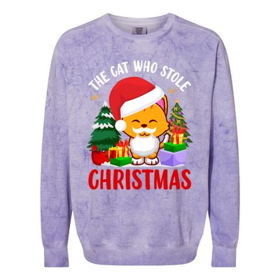 Funny The Cat Who Stole Christmas Cool Gift Colorblast Crewneck Sweatshirt