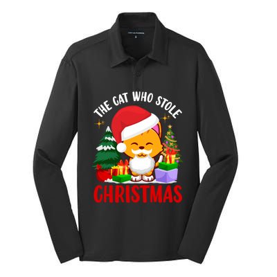 Funny The Cat Who Stole Christmas Cool Gift Silk Touch Performance Long Sleeve Polo