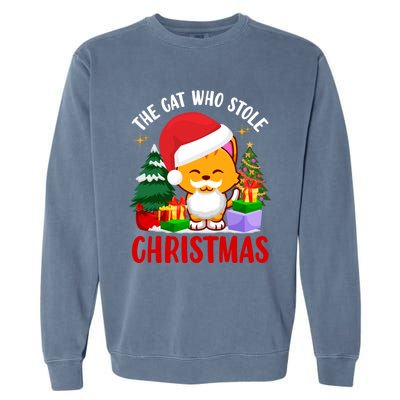 Funny The Cat Who Stole Christmas Cool Gift Garment-Dyed Sweatshirt