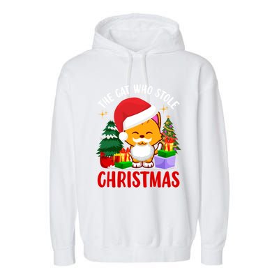 Funny The Cat Who Stole Christmas Cool Gift Garment-Dyed Fleece Hoodie